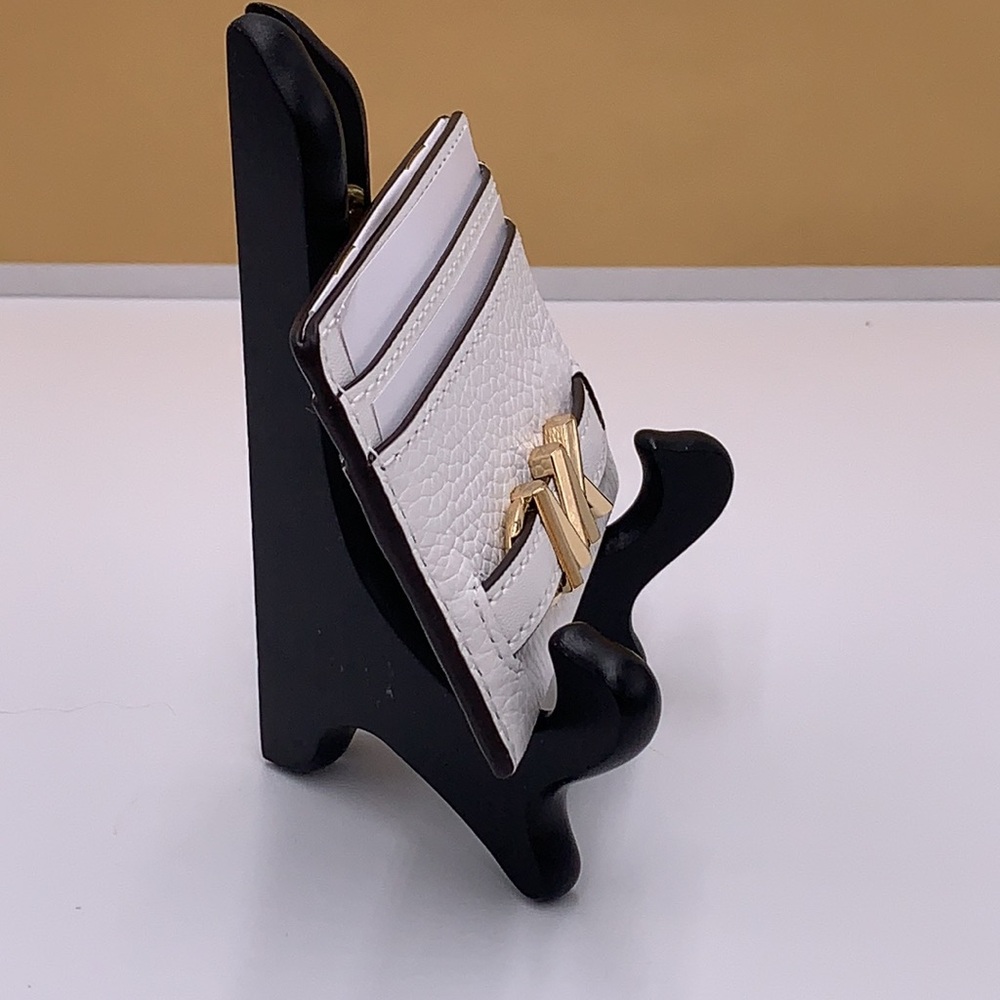 MICHAEL KORS Reed Large Pebbled Leather Card Holder Case Optic White NWT - Picture 4 of 9